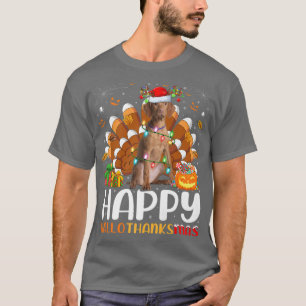 T-shirt Amoureux des chiens Vizsla Halloween Noël Happy Ha