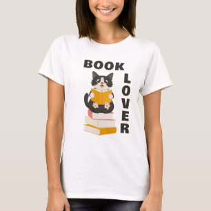 T-shirt Amoureux des livres de chats Retour à l'école Dess
