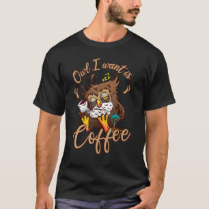 T-shirt Amoureux du café Chouette Amusante Oiseau Animaux 