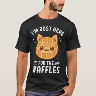 T-shirt Amoureux du chat gaufre JE SUIS ICI juste pour les