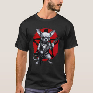 T-shirt Amoureux du chien de rock guitare heavy metal Chih