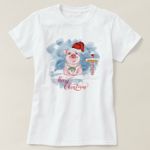 T-shirt Amoureux du cochon amusant Pôle Nord de Noël
