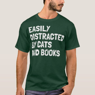 T-shirt Amoureux Du Livre Facilement Distrait Par Les Chat