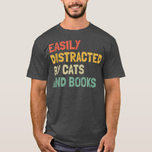 T-shirt Amoureux Du Livre Facilement Distrait Par Les Chat