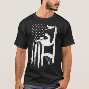 T-shirt Amoureux du parachutisme avec drapeau américain po