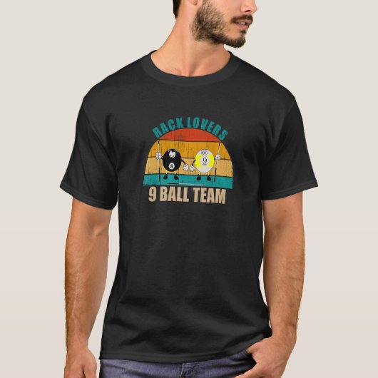 T-shirt Amoureux du rack de l'équipe de billard de 8 9 bal (Devant)