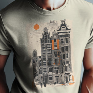 T-shirt Amsterdam Holland Vintage Street Maisons Travel Ar