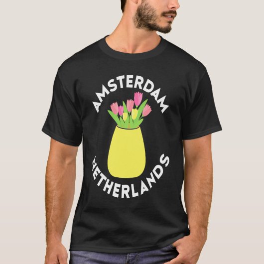 T-shirt Amsterdam Netherlands Flowers Tulips Holland (Devant)