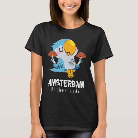 T-shirt Amsterdam Parakeet Mushroom Holland The Netherland (Devant)