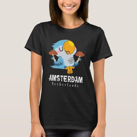 T-shirt Amsterdam Parakeet Mushroom Holland The Netherland (Devant)