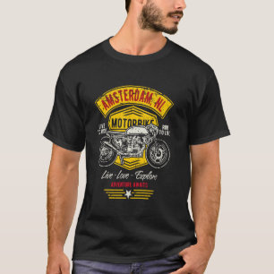 T-shirt Amsterdam Pays-Bas Conception de moto rétro