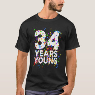 T-shirt Amusant 34 Ans Jeune Joyeux 34E Anniversaire Pour 