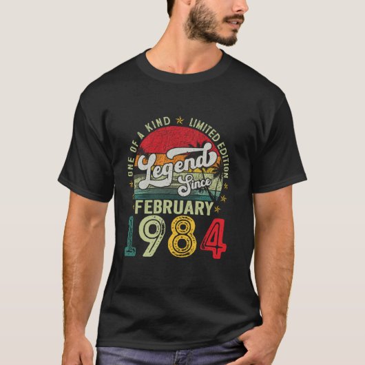 T-shirt Amusant 40 Ans Février 1984 Retro 40e anniversaire (Devant)