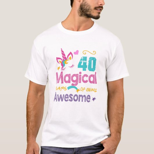 T-shirt Amusant 40E Anniversaire Awesome 40 Ans Unicorne C (Devant)