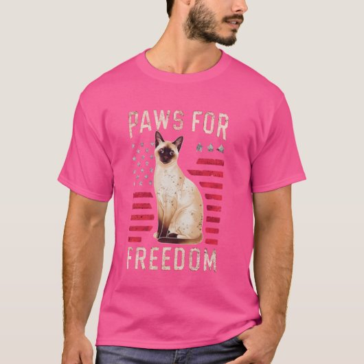 T-shirt Amusant 4 juillet Siamese Amoureux des chats Ameri (Devant)