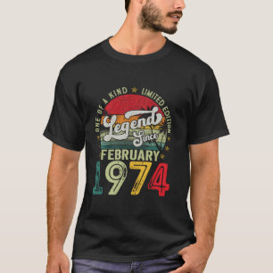 T-shirt Amusant 50 Ans Février 1974 Retro 50e anniversaire