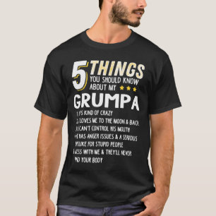 T-shirt Amusant 5 choses Grand-pa Grumpa Chemise Crazy Cad