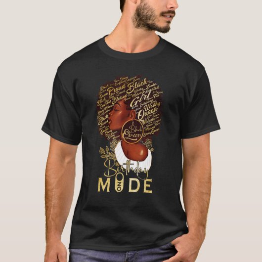 T-shirt Amusant Afro Queen Anniversaire Mode Activé Pour L (Devant)
