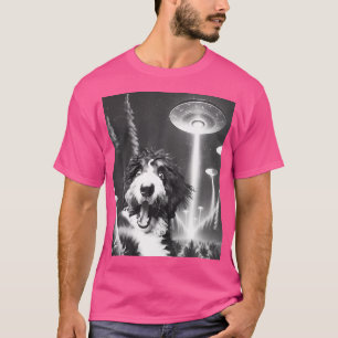 T-shirt Amusant Alien Bernedoodle Ufo Prendre Un Selfie Do