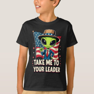 T-shirt Amusant Alien emmenez-moi à votre Leader USA Patri