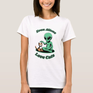 T-shirt Amusant Alien et Drôle Chat. Animal drôle