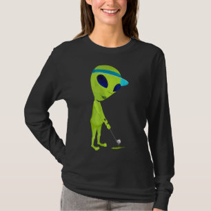 T-shirt Amusant Alien Jouer Golf Parodie Golfer UFO Golf