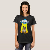 T-shirt Amusant Alien Ufo Capturer Pitbull (Devant entier)