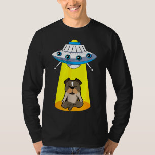 T-shirt Amusant Alien Ufo Capturer Pitbull