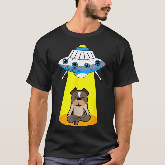 T-shirt Amusant Alien Ufo Capturer Pitbull (Devant)
