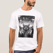 T-shirt Amusant Alien UFO Chat Kitten Selfie avec OVNI (Devant)