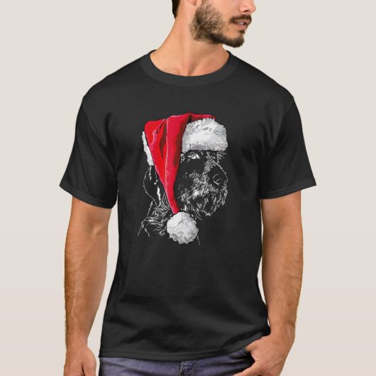 T-shirt Amusant Allemand À poils durs Pointer Père Noël No (Devant)