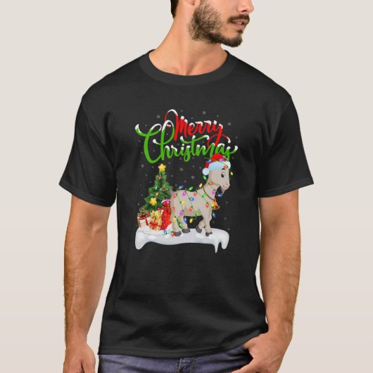 T-shirt Amusant Amoureux des animaux chèvre Noël Éclairage (Devant)