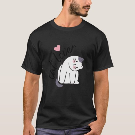 T-shirt Amusant Amoureux des chats blanc mignon Kitten Kaw (Devant)