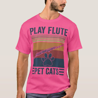 T-shirt Amusant Amoureux des chats Et Joueur De Flûte - Pe