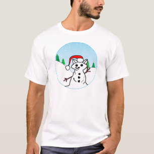 T-shirt Amusant Amoureux des chats Noël Holiday Snowman