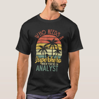T-shirt Amusant Analyste Superhero Vintage Tee Pour Hommes