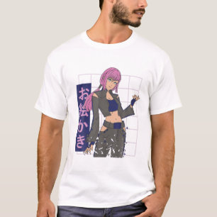 T-shirt Amusant Anime Japonais Yeux Ado Personnages fille 