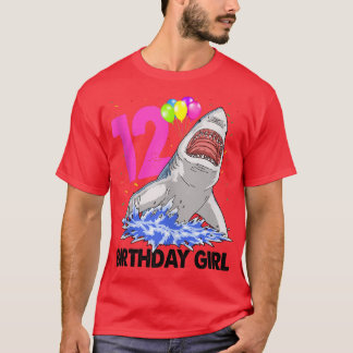 T-shirt Amusant Anniversaire Fille 12 SharkWomen Celebrati
