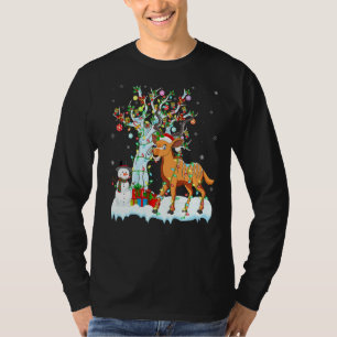 T-shirt Amusant Antelope Lighting Xmas Tree Père Noël Ante