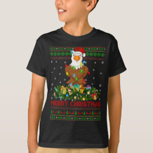 T-shirt Amusant arbre de Noël d'éclairage Père Noël vilain
