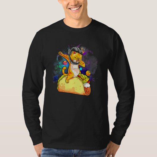 T-shirt Amusant Astronaut De Chat En Course Spatiale Taco  (Devant)