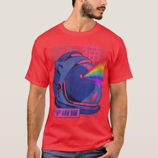 T-shirt Amusant Astronaut spatial chat Laser Eyes Kawaii