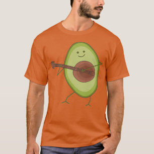 T-shirt Amusant Avocado Joue Guitare Vegetable