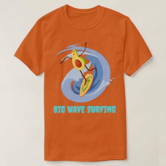 T-shirt Amusant Avocado Surf Big Waves (Design devant)