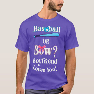 T-shirt Amusant Baseball Ou Bow Boyfriend Vous Aime