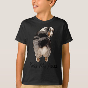 T-shirt Amusant Berger Australien Miniature Kiss My Auss M