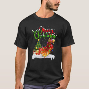 T-shirt Amusant Betta Fish Lover Xmas Éclairage Betta Chr