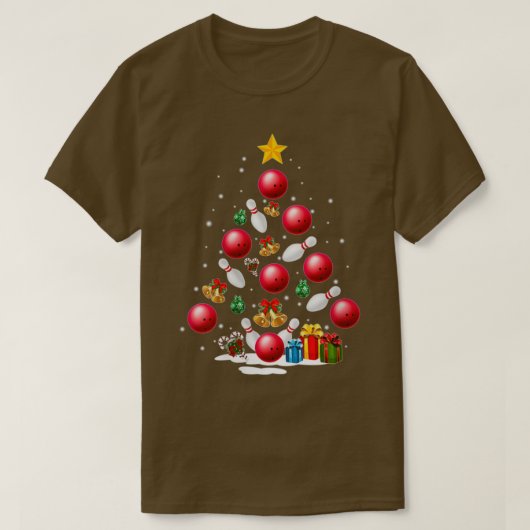 T-shirt Amusant Bowling Christmas Tree Lumières Noël Cadea (Design devant)