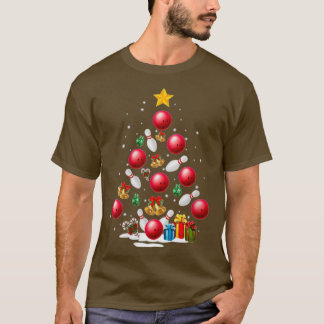 T-shirt Amusant Bowling Christmas Tree Lumières Noël Cadea