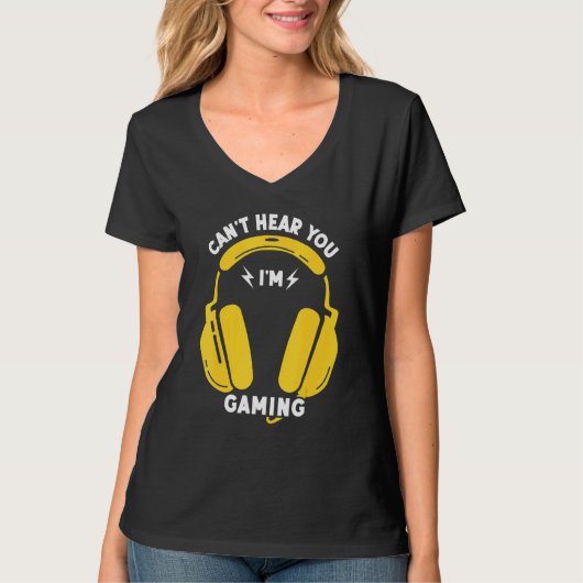 T-shirt Amusant casque Gamer ne peut pas vous entendre Je  (Devant)